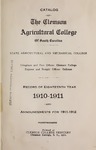 Clemson Catalog, 1910-1911, Volume unknown by Clemson University