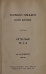 Clemson Catalog, 1915-1916, Volume unknown by Clemson University