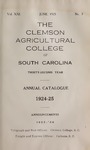 Clemson Catalog, 1924-1925, Volume 21 by Clemson University