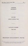 Clemson Catalog, 1964-1965, Volume 40 by Clemson University