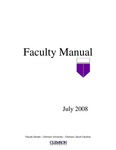 Faculty Manual, 2008-2009 by Clemson University