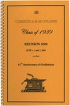 Clemson A&M College Class of 1939 Reunion Program 2000 by Clemson University