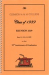Clemson A&M College Class of 1939 Reunion Program 2009