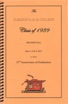 Clemson A&M College Class of 1939 Reunion Program 2012 by Clemson University