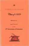 Clemson A&M College Class of 1939 Reunion Program 2013